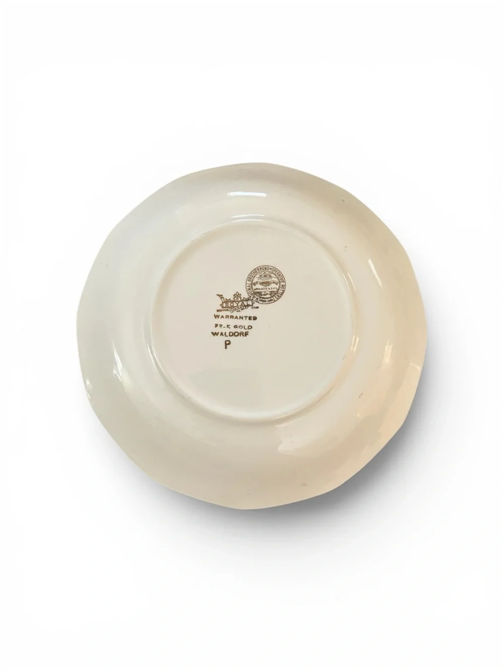Floral Dinner Plate with Gold Lace Rim - Cream and Multicolor